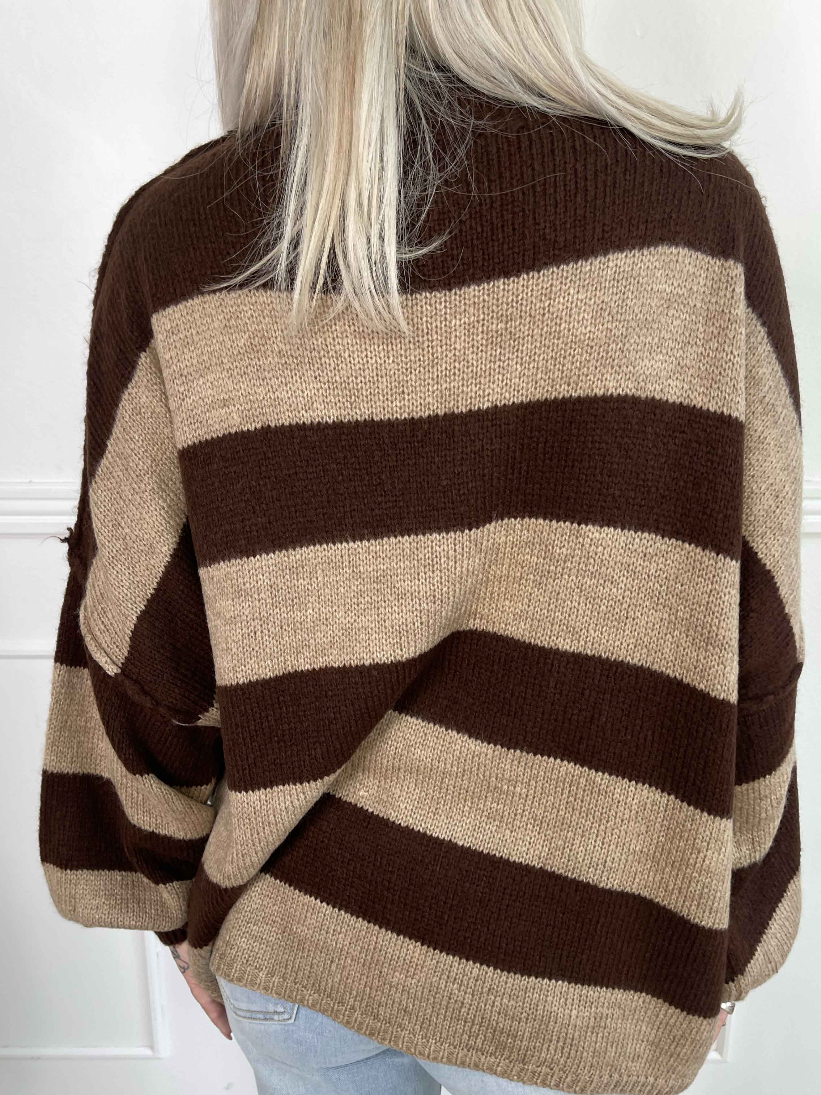 Stacia - Strikbluse med brede striber